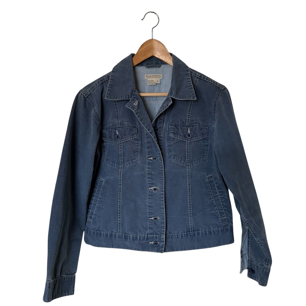 Royal Robbins Womens‎ Blue Corduroy Trucker Jacket Size Medium Outdoor Travel